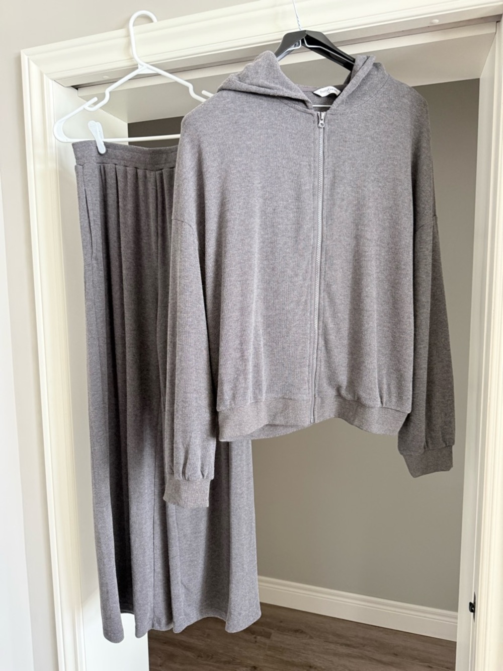Brown/gray Zip Hoodie and Matching pants Set